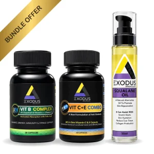Exodus Immunology Comprehensive Skin Repair bundle with Vit B Complex, VIT C+E COMBO and Squalane Oil