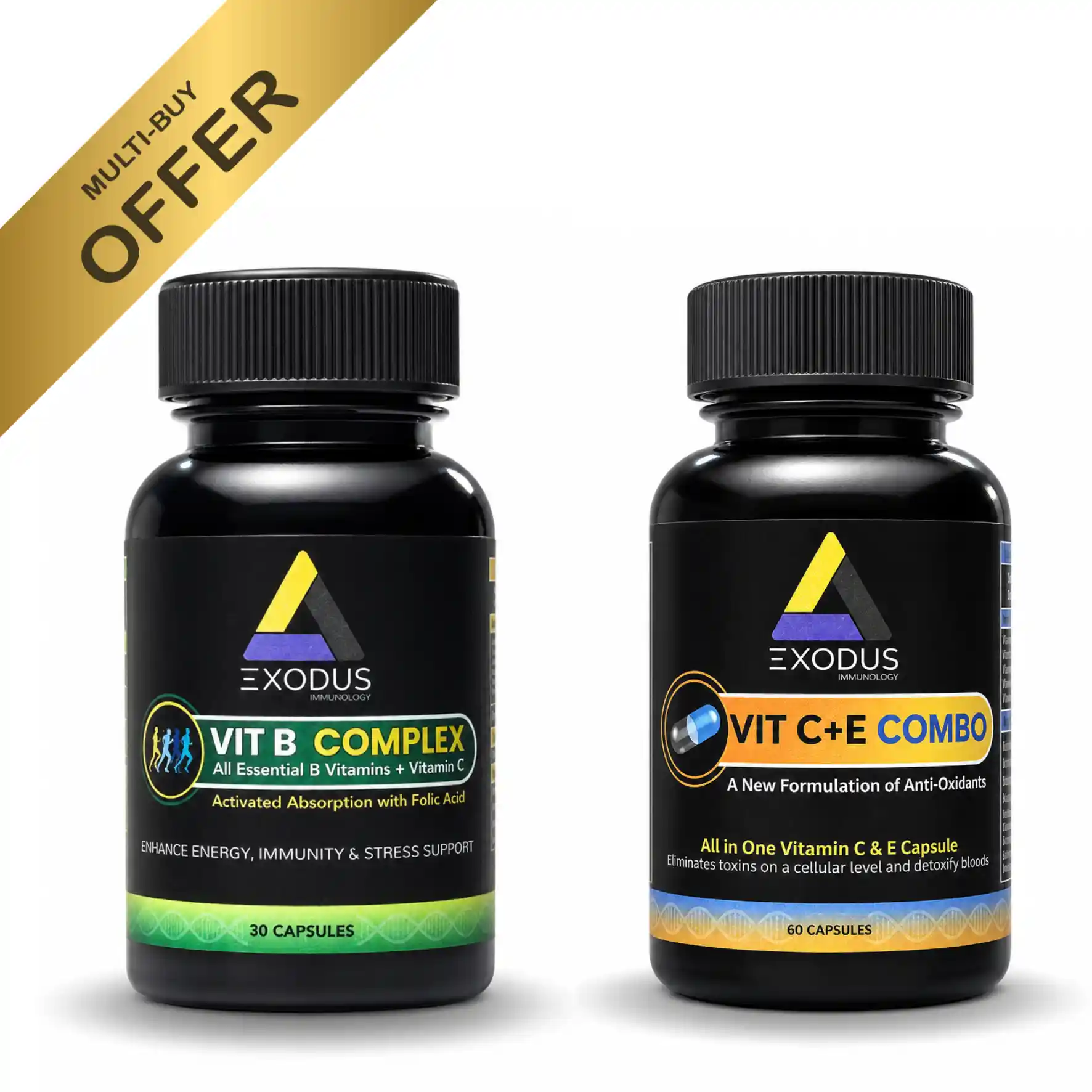 Exodus Immunology Vit B Complex and Vit C+E Combo multi-buy offer